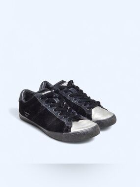 Onitsuka Tiger Lawnship black velvet silver shoes